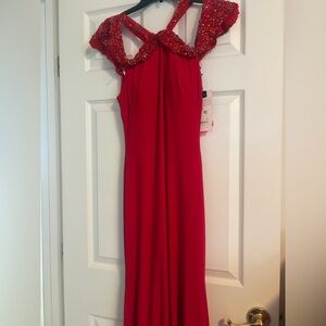 Mac Duggal Red Backless Dress size 4
